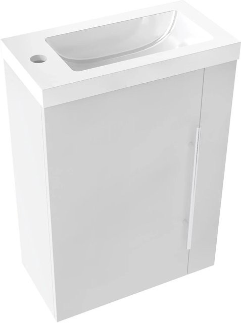 AICA Badmöbel Set SILVIA Waschtisch mit Unterschrank für Gäste WC, Weiß Matt, 2-teilig mit Softclose-Funktion - Bild 1