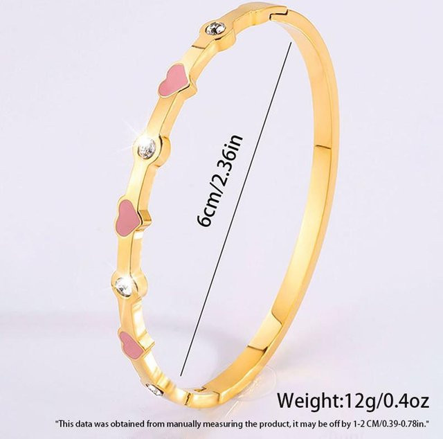 Fashion Maker 2 Armreif-Set Edelstahl, Gold, Rosa Kristall Herz, Damen - Bild 1