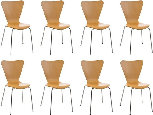 8x CLP Konferenzstuhl Calisto Natura in Braun mit Holz- und Metallelementen - Bild 1