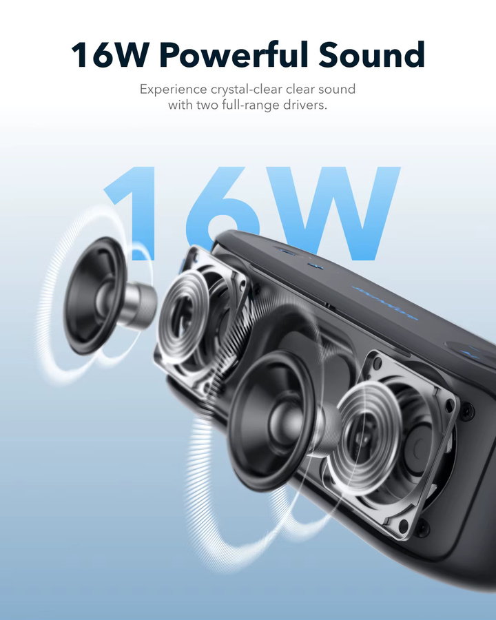 Anker Soundcore Select 3 Bluetooth Outdoor Speaker in Grau mit 16W Leistung und BassUp Technology - Bild 2