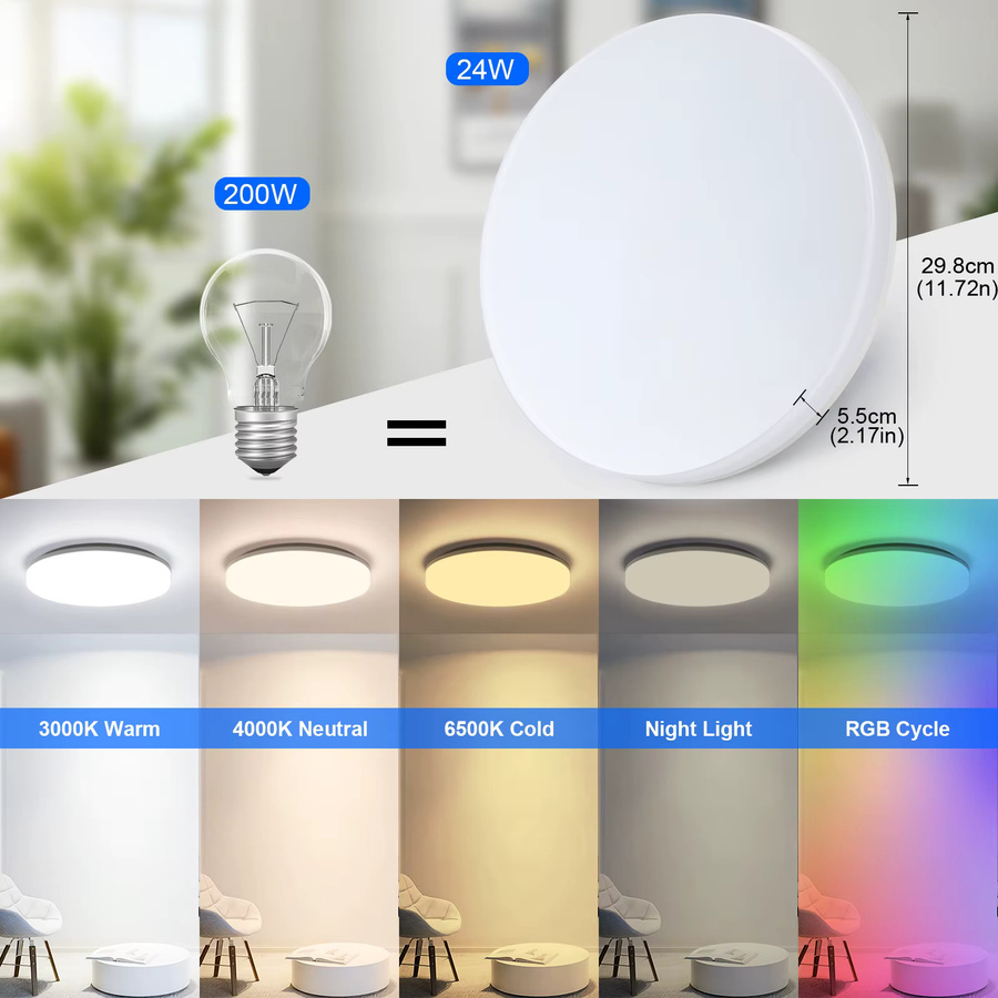 LEOEU LED-Deckenleuchte mit Radar-Sensor und Fernbedienung, 18W, 1800LM, IP44, Weiß, Rund, für Badezimmer, Flur und Balkon - Bild 5