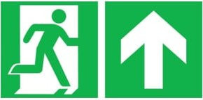 SafetyMarking Fluchtwegschild Folie Notausgang rechts mit geradem Pfeil, Farbe: Grün, B: 30,0 cm, H: 15,0 cm - Bild 1