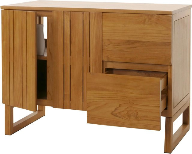 MCW Teak-Waschbeckenunterschrank M72 aus Teakholz in Braun, B/H/T: 106 x 82 x 56 cm - Bild 1