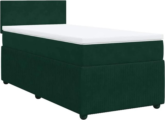 vidaXL Boxspringbett mit Matratze Dunkelgrün Samt B/T/H: 80 x 200 x 100,5 cm - Bild 1