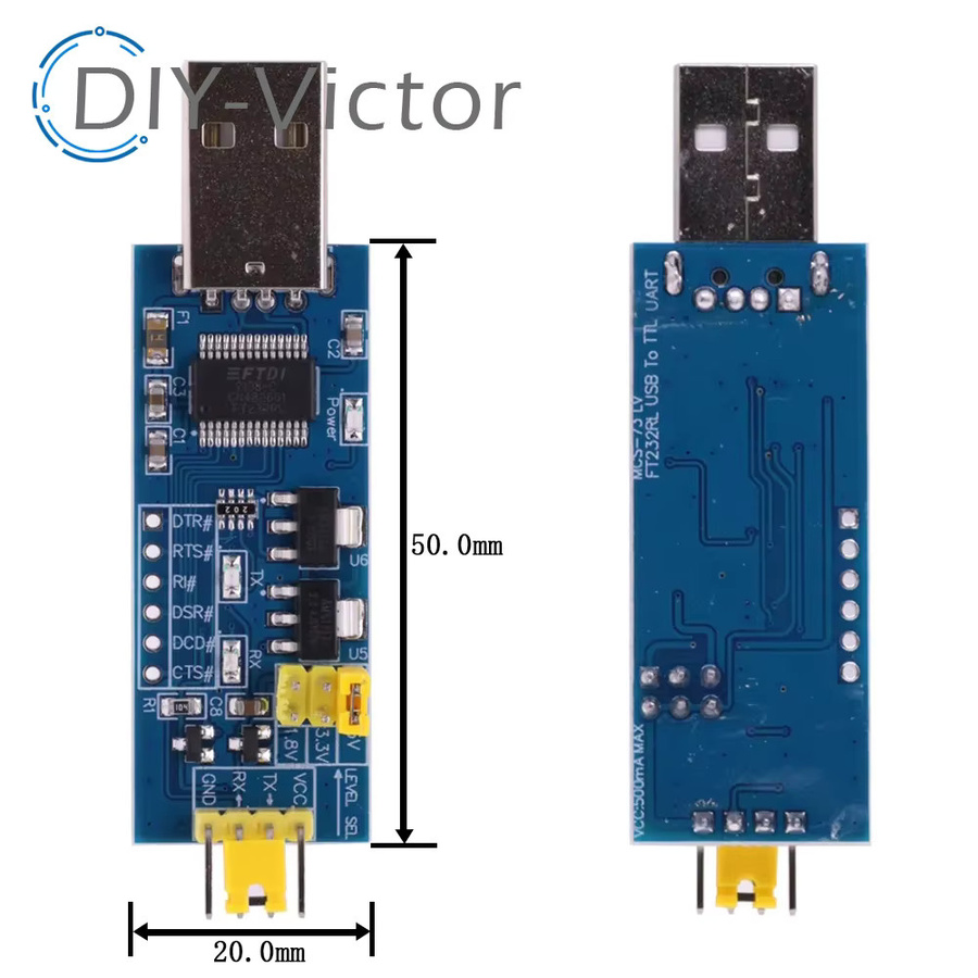 ADUM3201 FT232 USB zu TTL Adapter mit photoelektrischer Isolierung, FTDI, Blau - Bild 3