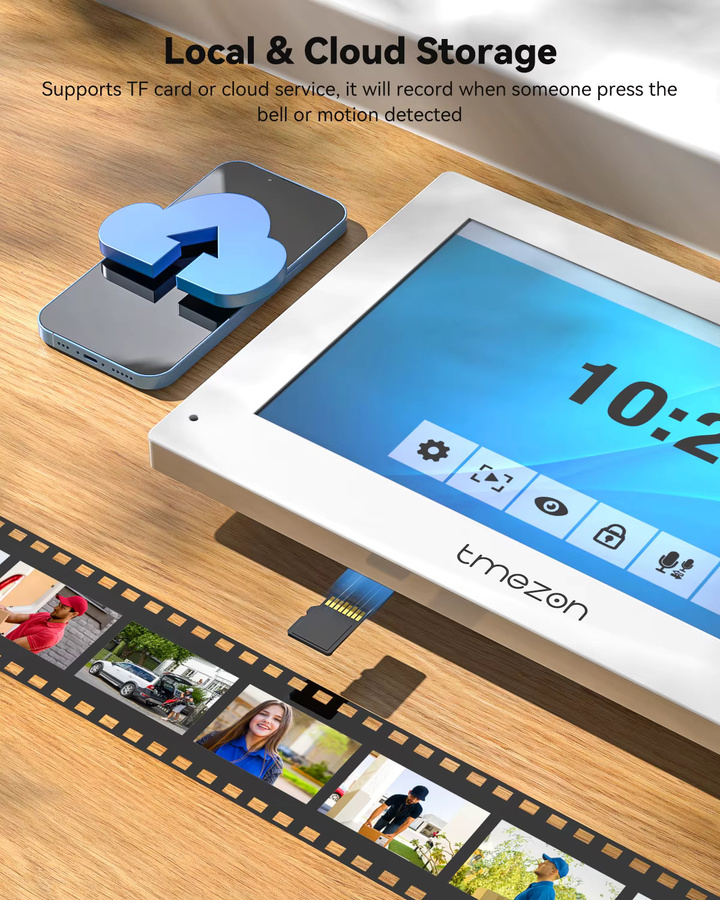 TMEZON 4-Draht Video-Gegensprechanlage mit 7 Zoll 1080P Touchscreen IP Video-Türsprechanlage Tuya und Fernentriegelung Y10-W11 - Bild 7