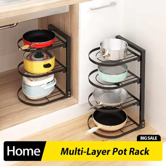XMSJ Küchenregal aus Metall als mehrstöckiges Topf-Aufbewahrungsregal und multifunktionales Unterschrank-Regal in modernem Design - Bild 1