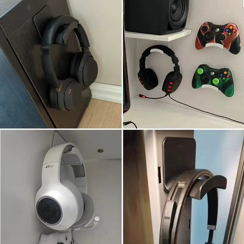 Universal Kopfhörerhalter und Gaming Controller Ständer in Schwarz zur Wandmontage unter dem Schreibtisch - Bild 2