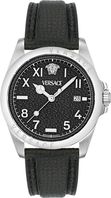 Versace Herrenuhr, Quarz, Edelstahl, Leder, 41 mm, Schwarz, 5 ATM - Bild 1