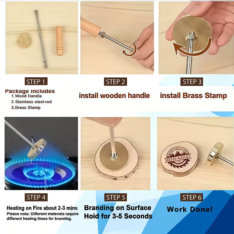 Personalisierter Branding-Eisen Stempel mit individuellem Logo für Holz, Leder und Lebensmittel wie Brot oder Fleisch - Bild 3