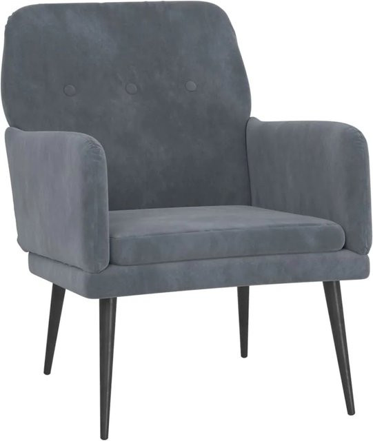 vidaXL Sessel aus Samt in Dunkelgrau, B/T/H: 62 x 79 x 79 cm - Bild 1