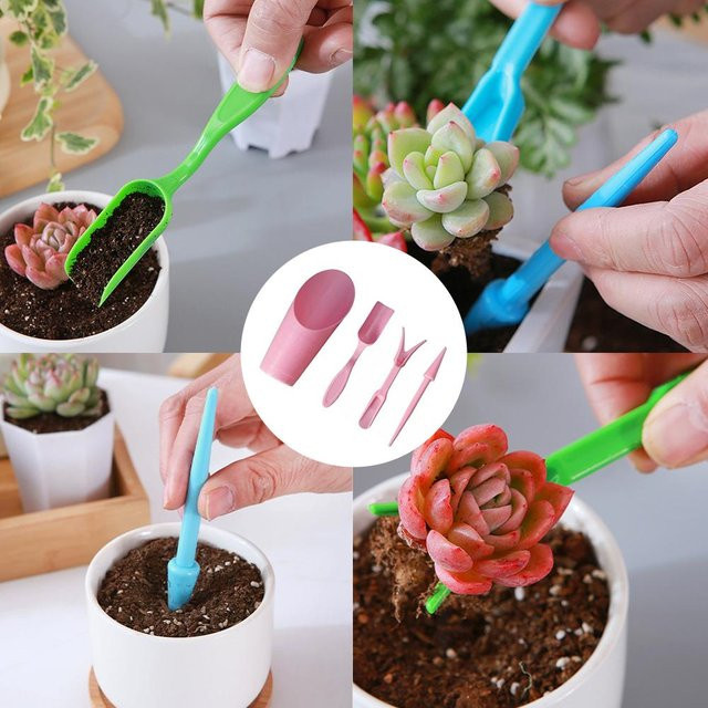 MeatPlant Set aus 4 langlebigen Mini-Gartenpflanzwerkzeugen aus Kunststoff in Grün - Bild 1