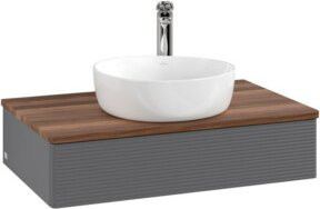 V&B Waschtischunterschrank Antao mit Frontstruktur und Beleuchtung, Anthrazit lackiert, B/T/H: 80 x 50 x 19 cm - Bild 1