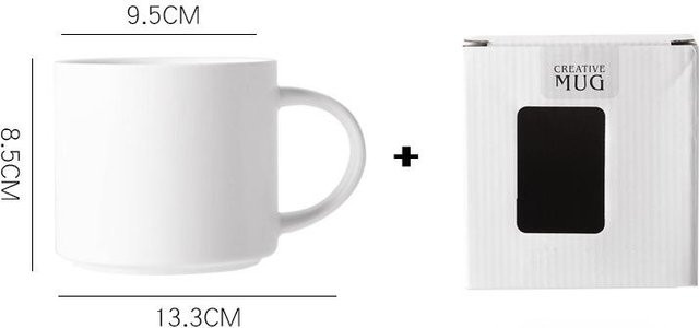Yiran Furniture Keramiktasse im nordischen Design, einfarbige Morandi-Tasse in Weiß, 450,5 ml - Bild 1