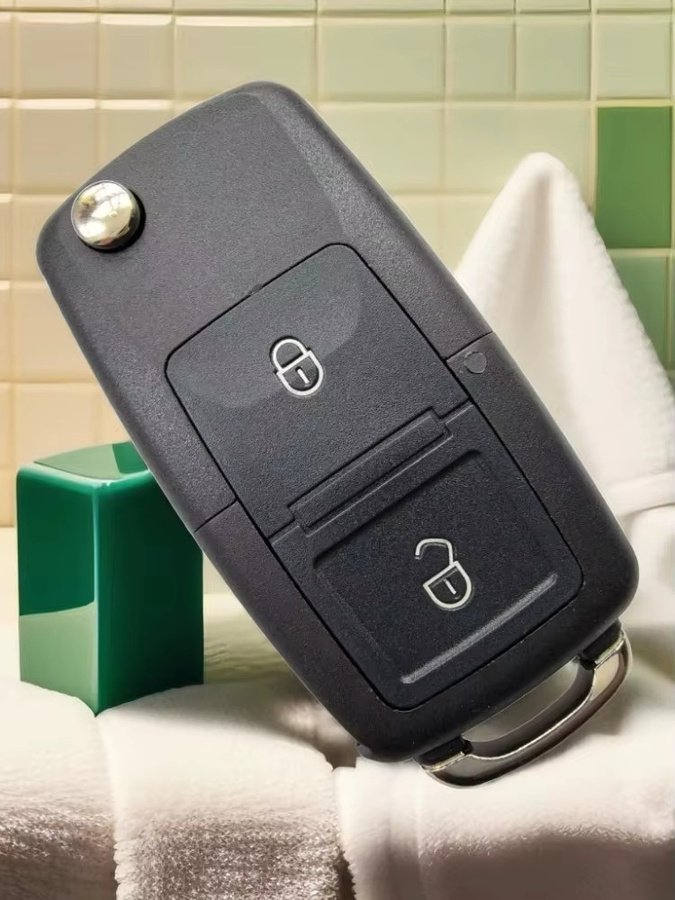QCONTROL Autoschlüssel mit 2 Tasten und ID48 Chip für VW, Seat und Skoda in Schwarz - Bild 4