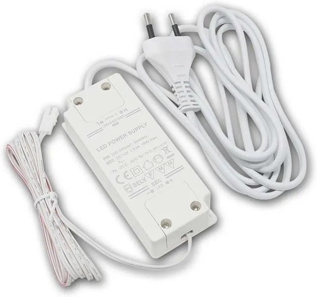 world-trading-net LED Trafo 12V 16W mit 2m Kabel und Mini-AMP-Buchse in Warmweiß - Bild 1