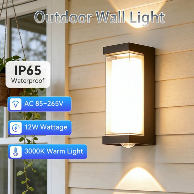 Wasserdichte Außenwandleuchte von CANMEIJIA mit warmem Licht für Garten, Veranda und Eingangsbereich - Bild 1