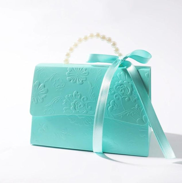 50er Set Blumen-Pralinenschachteln aus Papier in Türkis für Geschenksets und Hochzeitsdekor - Bild 1