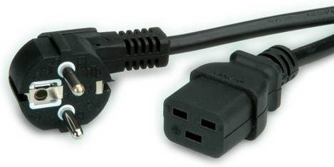 Value Netzkabel Schutzkontakt CEE7/7 auf IEC320-C19, 16A, schwarz, Länge: 0,8 m - Bild 1