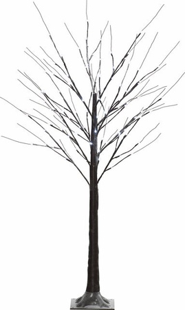 HOMCOM Kunstbaum Birke mit 96 warmweißen LED Lichtern und Kunstschnee, Höhe: 150 cm, Farbe: Weiß/Braun