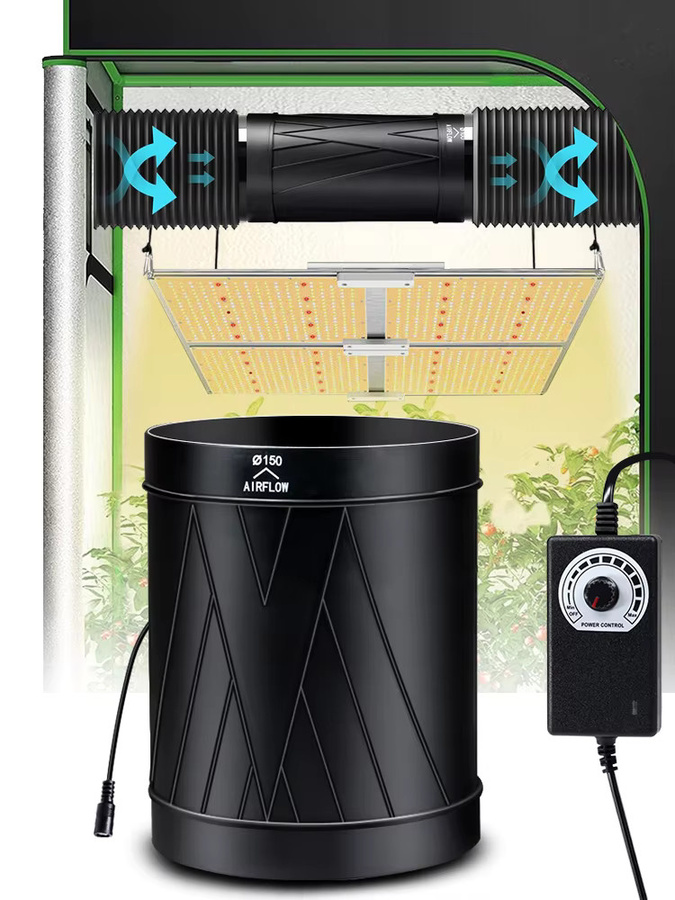 GRAXGROW Inline-Rohrventilator mit einstellbarer Geschwindigkeit, bürstenloser DC-Motor, Schwarz - Bild 6