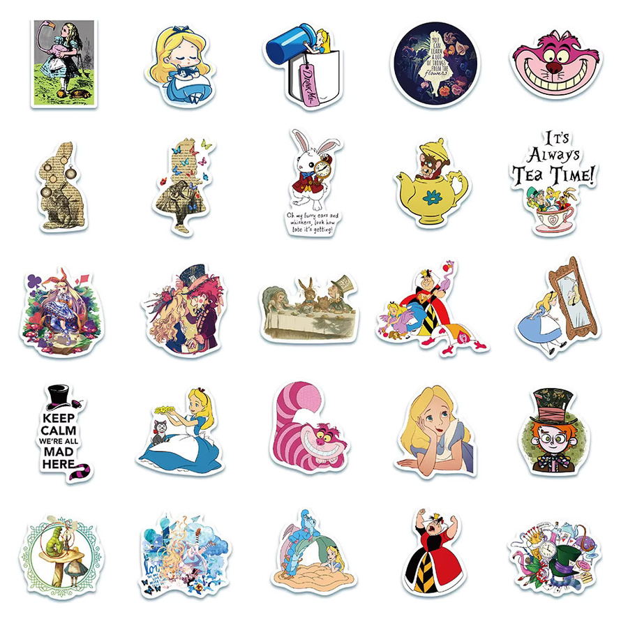 Disney Alice im Wunderland Cartoon-Aufkleber, Mädchen-Sticker, 10-teiliges Set - Bild 3