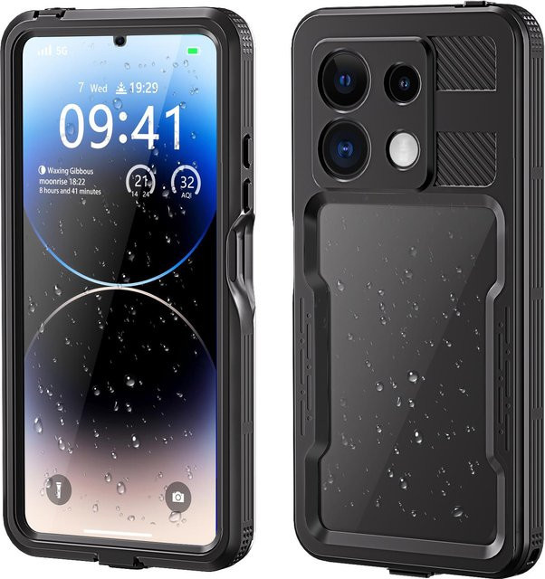 Wasserdichte IP68 Schutzhülle mit Dichtung und Armband für Xiaomi Redmi Note 14 und Redmi Note 13 Pro 5G, Transparent - Bild 1