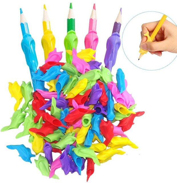 Super Six Silikon Bleistiftgriff für Kinder in Multicolour zur Schreibhilfe und Korrektur beim Lernen, 30 Stück - Bild 1