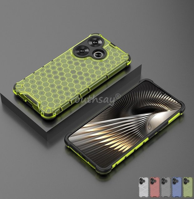 Stoßfeste Honeycomb Schutzhülle für Xiaomi POCO F6 in Transparent oder Rot - Bild 1