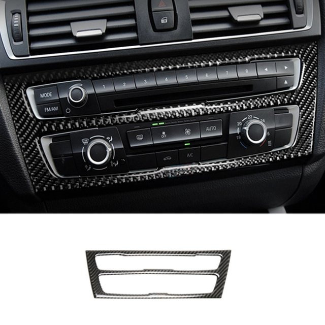Probright Carbonfaser CD-Bedienfeld Abdeckung und Klimaanlagen-Auslassrahmen Dekorations-Aufkleber für BMW 1er und 2er Serie F20 F21 F22 F23 in Schwarz - Bild 1
