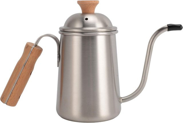 Fishine Kaffeekanne aus Edelstahl mit Holzgriff in Grau, 650 ml - Bild 1