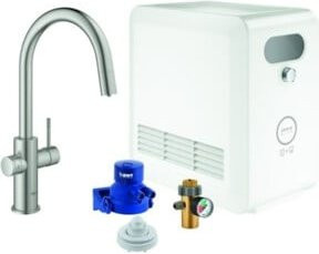 Grohe Spültisch-Einhebelmischer Blue Professional mit C-Auslauf und herausziehbarem Brausekopf in Silber - Bild 1