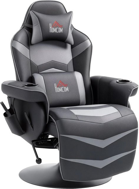 HOMCOM Relaxsessel mit Massagefunktion aus Kunstleder in Grau, drehbar mit Armlehnen - Bild 1