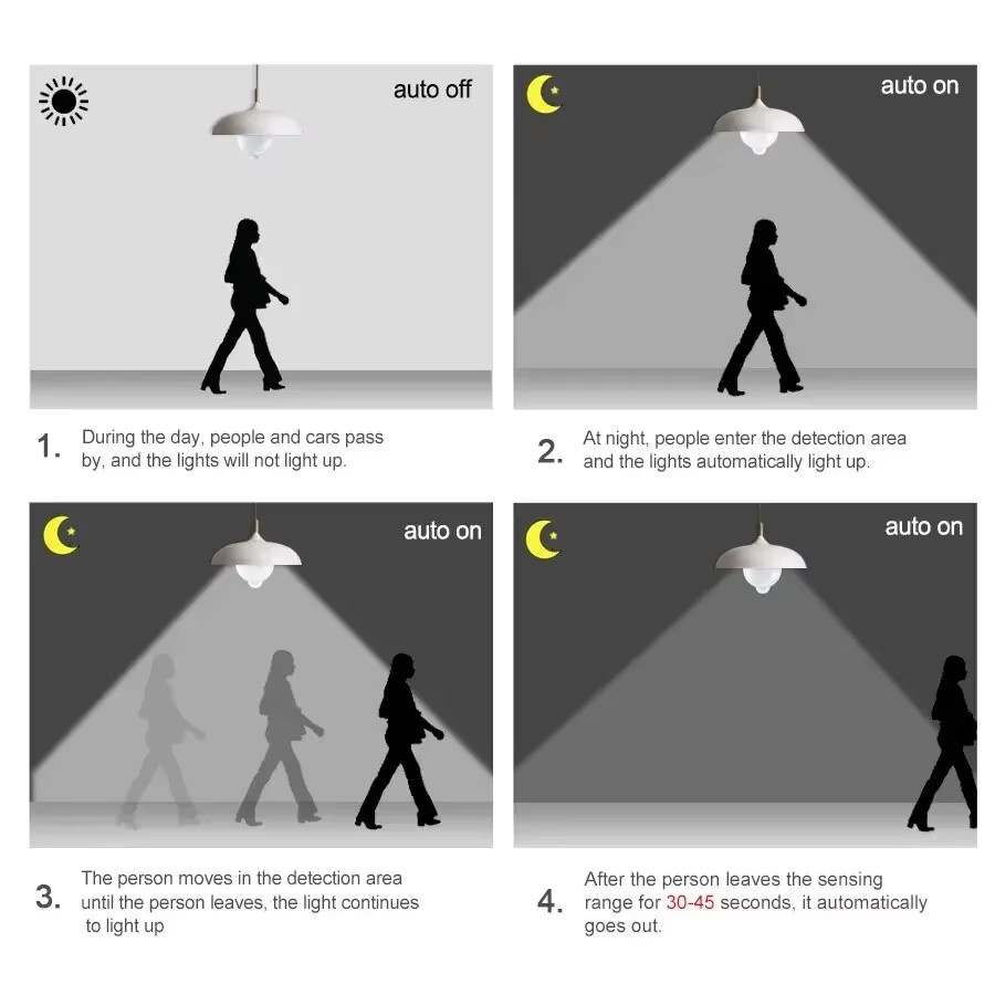 GGBEE LED-Glühbirne mit Bewegungsmelder und Dämmerungssensor E27, Weiß, für Indoor und Outdoor - Bild 2
