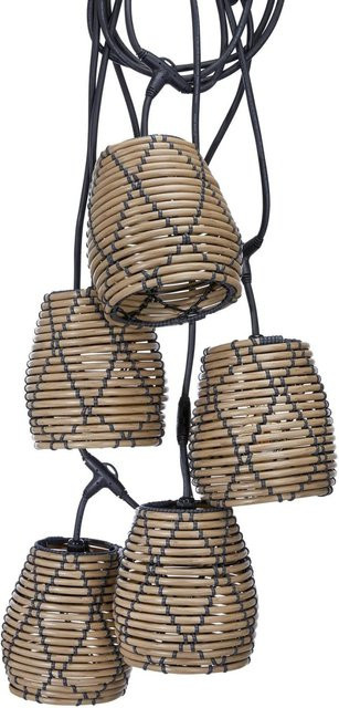 PR Home Lichterkette Flex out in Beige aus Rattan mit warmweißem Licht, B/T/H: 18 x 33 x 33 cm - Bild 1