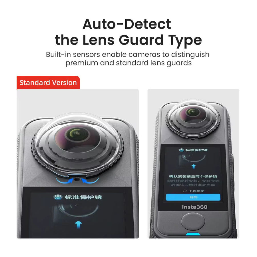 aMagisn Objektivschutz für Insta360 X4 Air, Standard-Objektiv, Transparent, mit eingebauter Sensordetektion und fingerabdruckresistenter Oberfläche - Bild 3