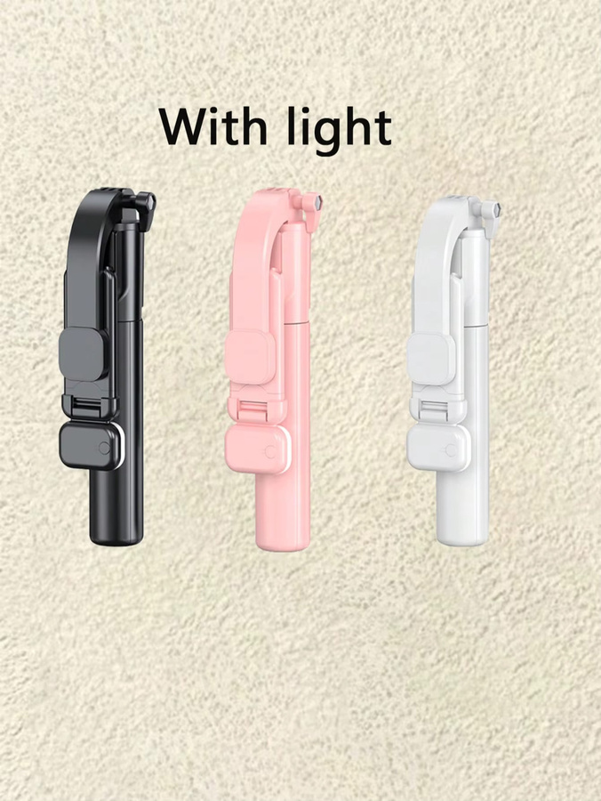 Kabelloser Selfie-Stick mit Stativ, Bluetooth-Fernbedienung und Beleuchtungsständer in Weiß und Multicolour - Bild 2