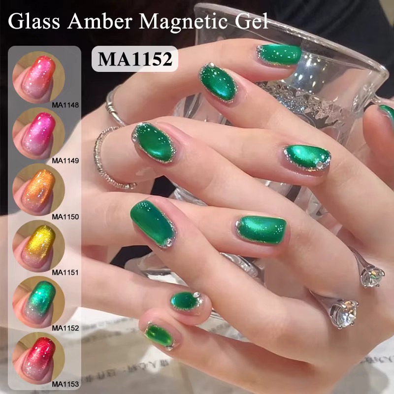 MEET ACROSS Glas-Bernstein-Katzenaugen-Magnetgel-Nagellack, Glänzend - Bild 2