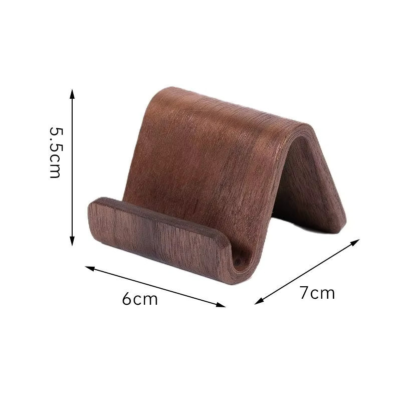 Minimalistischer Handyhalter aus Massivholz in Braun, universell verstellbarer Schreibtischständer und Visitenkartenhalter für Büro und Geschäft - Bild 4