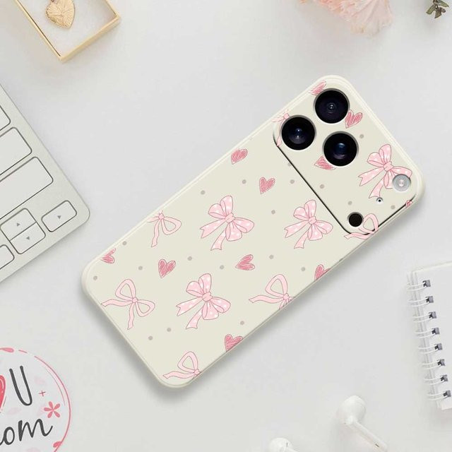 Herzförmige Silikon Handyhülle mit Schleife für iPhone 11 bis iPhone 17 Pro Max Soft Cover von DO AS YOU WISH - Bild 1