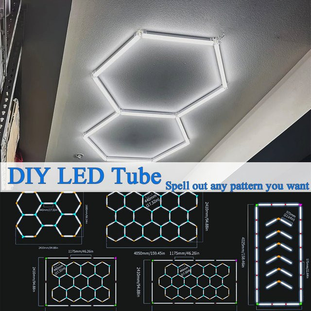 PIBAOGU LED Hexagon Deckenleuchte für Garage und Werkstatt in Weiß - Bild 1