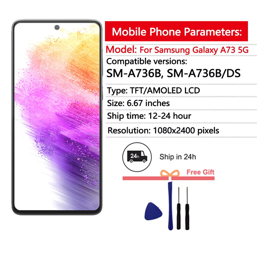 Samsung Galaxy A73 5G A736B AMOLED Display mit Touchscreen Digitizer in Gold - Bild 2