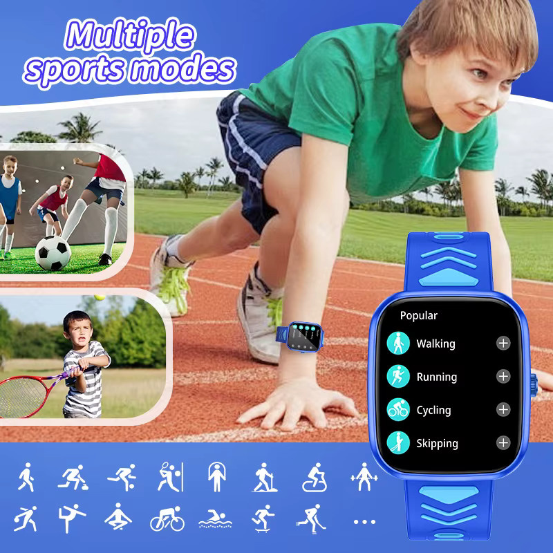 LIGE Kinderspiel-Smartwatch in Blau mit Touchscreen, Puzzlespielen, Schrittzähler, Wecker und Taschenrechner - Bild 6