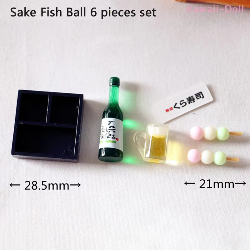 DIAPER&CORED Miniatur Lebensmittel Japanische Sushi Fisch Ball Tempura Bento, Puppenhaus Küche Spielzeug, 1-teiliges Set - Bild 3