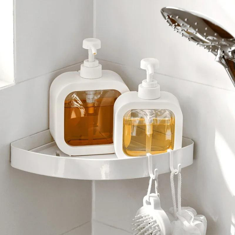 WIKHOSTAR Badezimmer-Seifenspender transparent, nachfüllbare Pumpenflasche für Lotion, Shampoo oder Duschgel, Volumen: 300 ml oder 500 ml - Bild 3