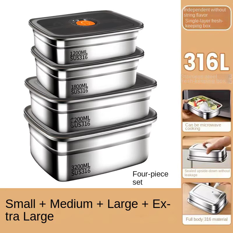 BOOMCOOL Bento-Box aus Edelstahl 304 in Silber, auslaufsichere Lunchbox und Crisper für Kühlschrank und Gefrierschrank - Bild 5