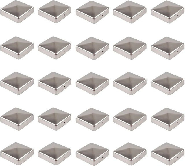 Holmwerk Pfostenkappe Pyramide aus Edelstahl in Silber für quadratische Pfosten 10 x 10 cm, Höhe: 10,1 cm - Bild 1