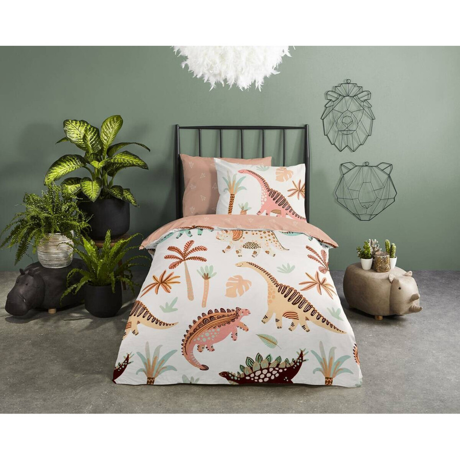 Baumwoll Bettwäsche Dino Multi von Good Morning mit Motiv für Kinder, Mehrfarbig, B/L: 100 x 135 cm und Kissenbezug 40 x 60 cm - Bild 2