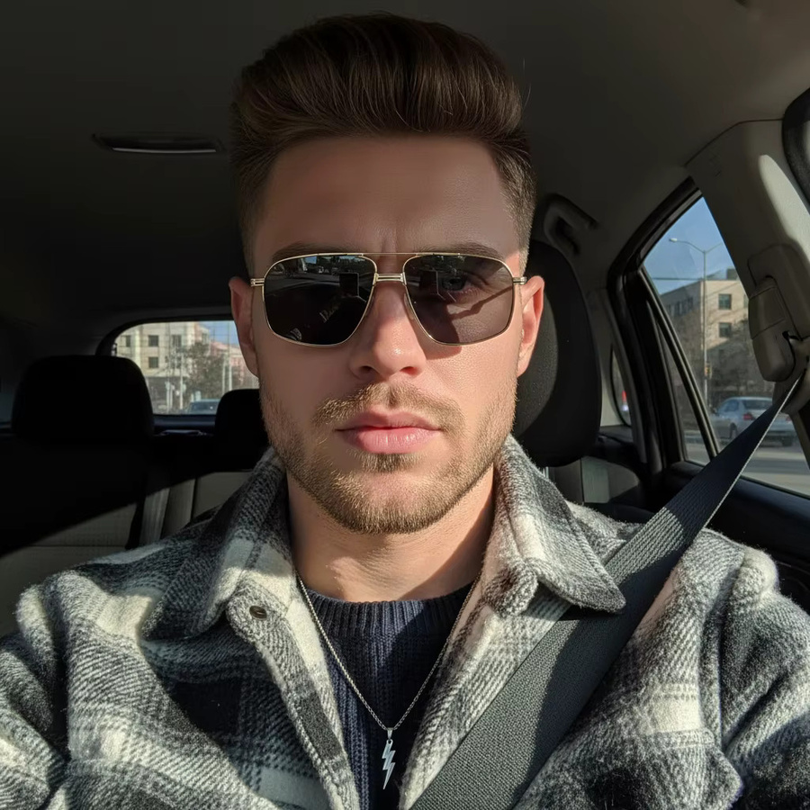 TWOOO Sonnenbrille Aviator, Herren, Vollrand, Metall, gold, black - Bild 2