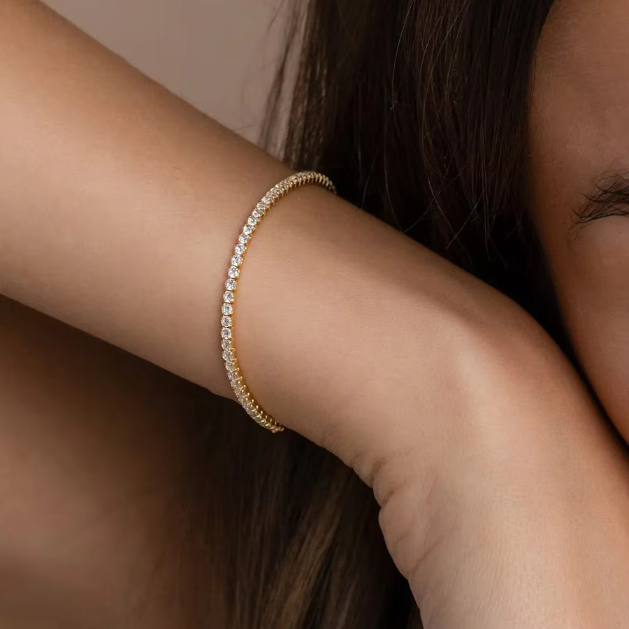 LUXUKISSKIDS Tennis-Kettenarmband Edelstahl, Gold, Zirkonia, Kinder - Bild 4